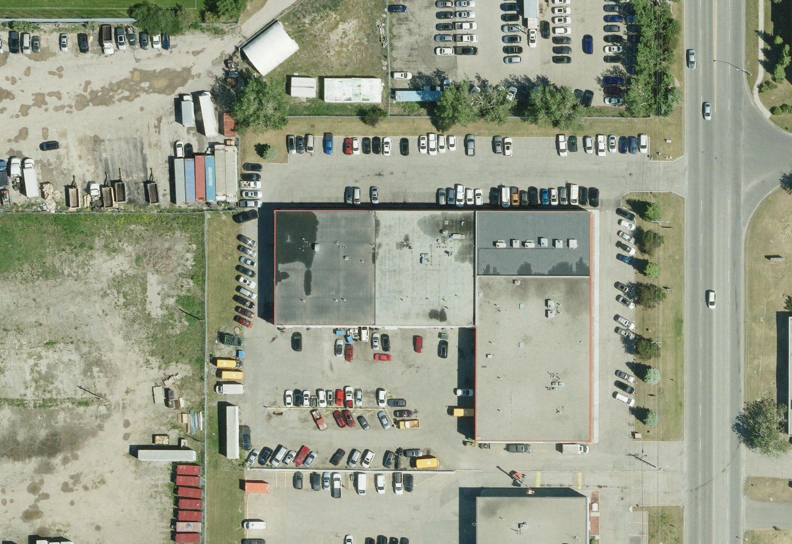 Satellite view of the industrial complex at 4101 19 Street NE, Calgary